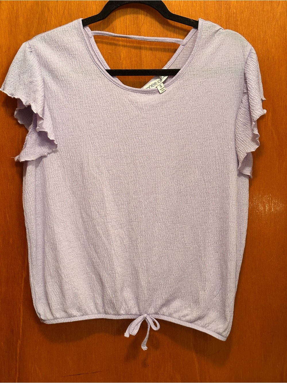 Style & Co. Light Lavender Short Sleeve Tie-Front Knit Top
